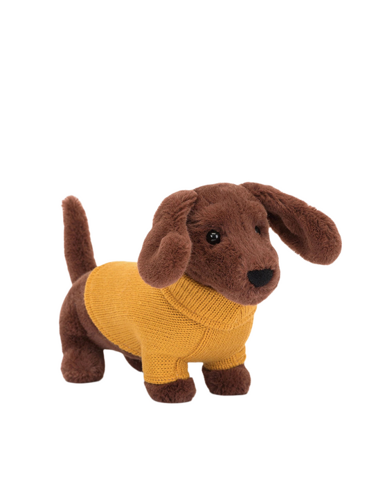 JELLYCAT-Sweater Sausage Dog Yellow Soft Toy (14cm)