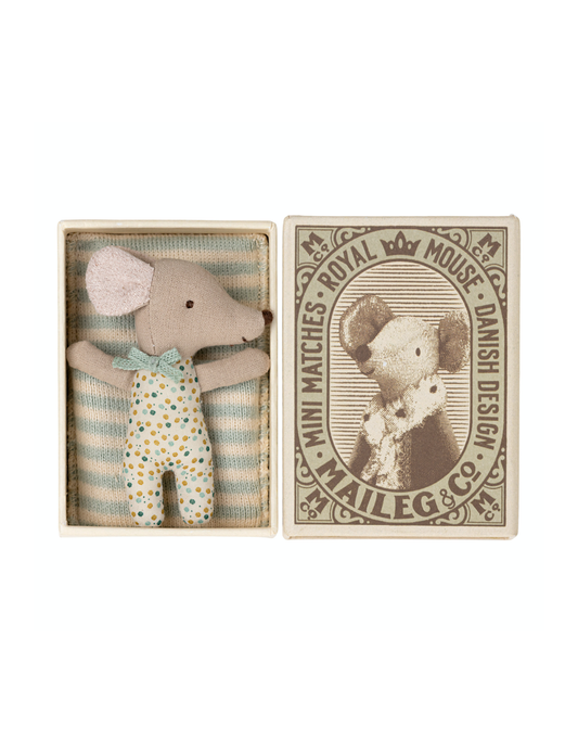 MAILEG -Sleeping Baby Mouse & Box | Blue (10cm)