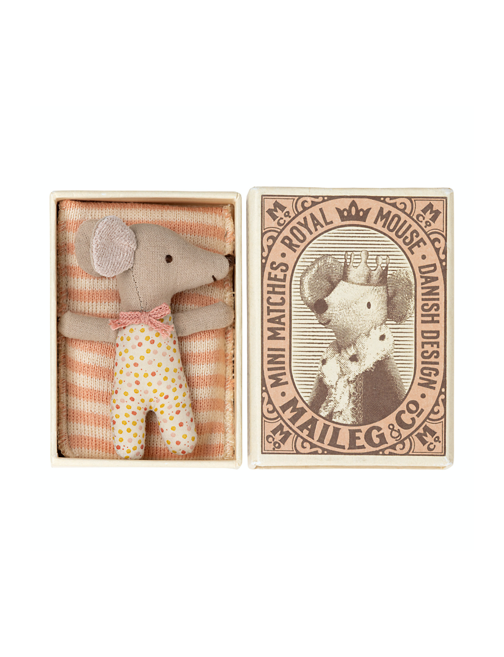 MAILEG -Sleeping Baby Mouse & Box | Pink (10cm)