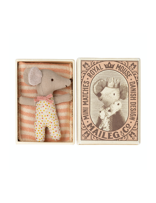 MAILEG -Sleeping Baby Mouse & Box | Pink (10cm)